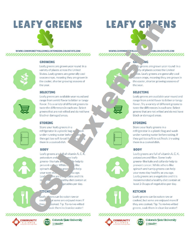 Leafy Greens Nutrition Card